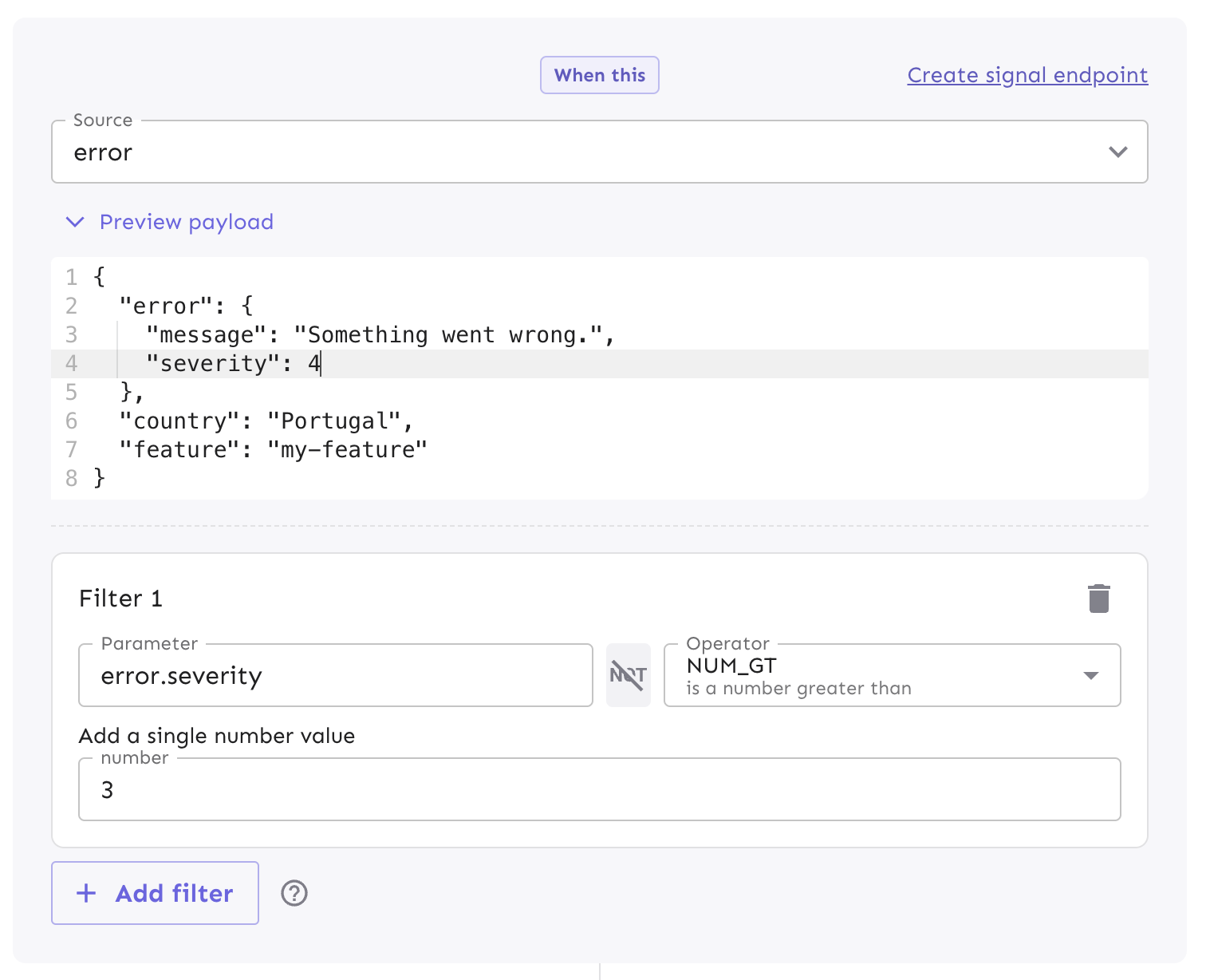 Create actions - Source and filters